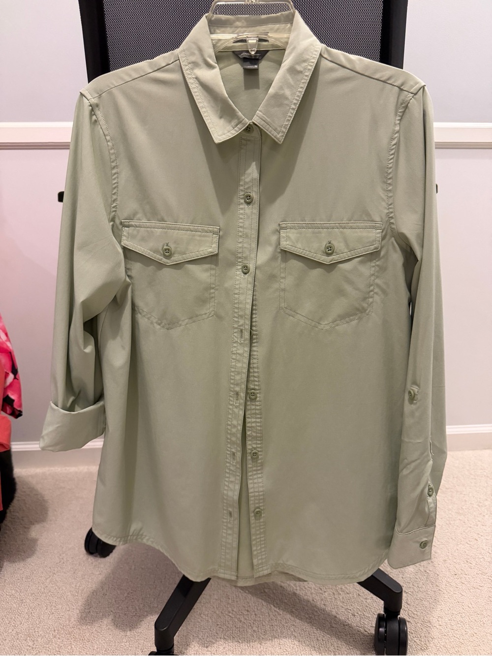 Eddie Bauer ladies's sage Green Casual Button-Down Shirt